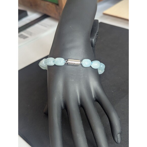 JTV Aquamarine bracelet - Large Gemstones, Magnetic Clasp, 8 inch - Picture 5 of 7